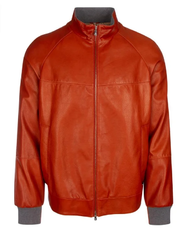 Men's functional yoga jackets-Brunello Cucinelli Men's Bomber Jacket In Orange