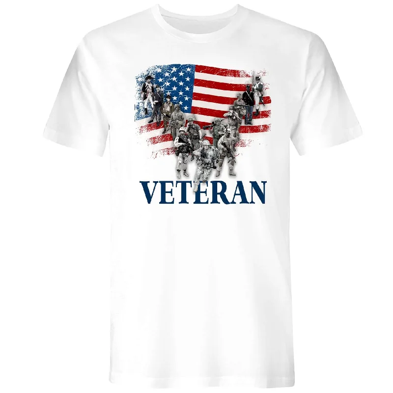 Men's short-sleeve soft perforated top-Mens US Veteran Tee - White