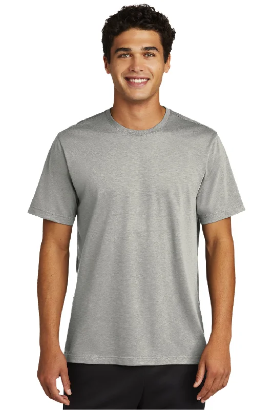 Men's short-sleeve bold crimson top-Sport-Tek Mens Strive Moisture Wicking Short Sleeve Crewneck T-Shirt - Silver Grey