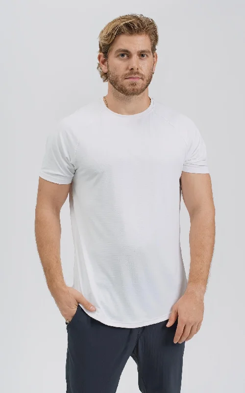 Men's short-sleeve fresh modern rugged rust shirt-Men's Lux-Tech Shirt in White