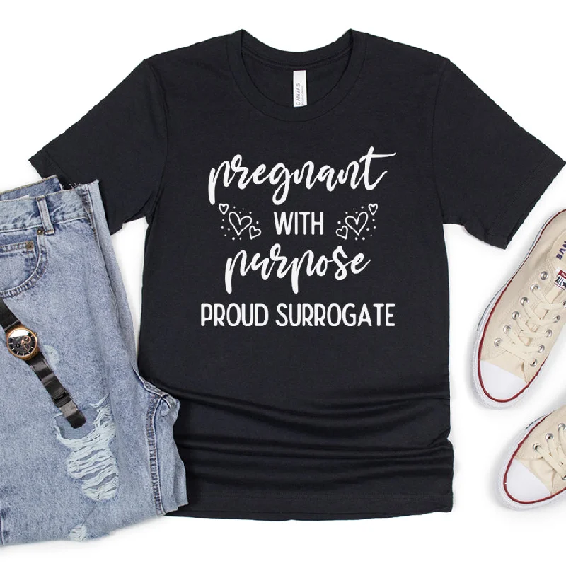 Men's short-sleeve urban tough raglan tee-Pregnant With Purpose & Proud Surrogate Black T-Shirt