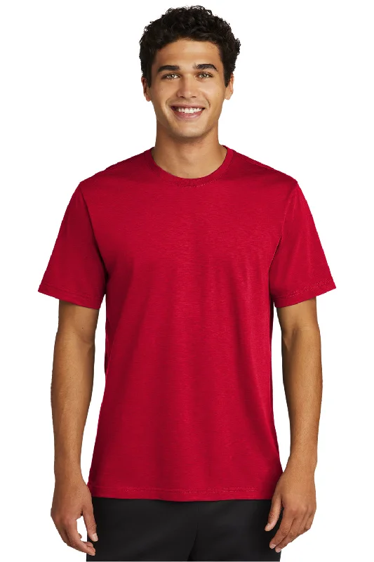 Men's short-sleeve cool slate shirt-Sport-Tek Mens Strive Moisture Wicking Short Sleeve Crewneck T-Shirt - Deep Red