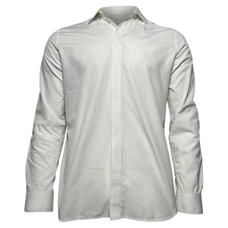 Men's short-sleeve rich coarse hemp shirt-Givenchy Star-Embroidered Long Sleeve Shirt in White Cotton