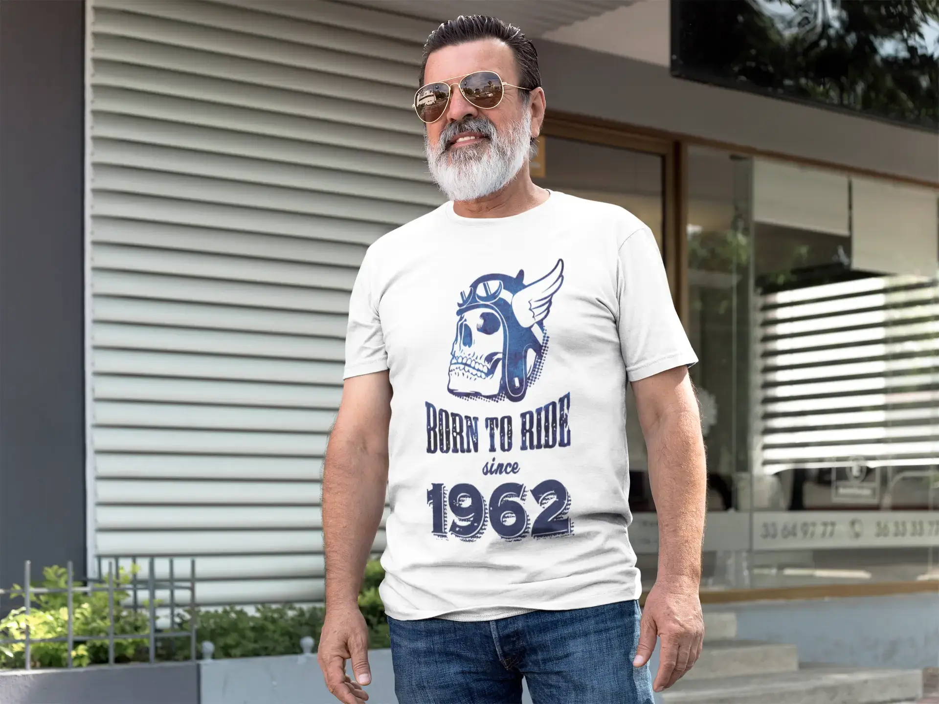 Men's short-sleeve sporty deep cobalt top-1962, Born to Ride Since 1962 Men's T-shirt White Birthday Gift 00494