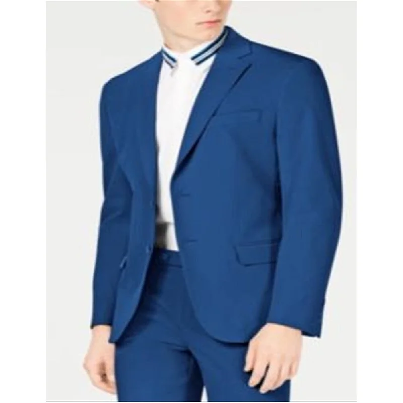 Men's bold martial arts jackets-Calvin Klein Men's Slim Fit Stretch Washable Suit Jacket Blue Size 36