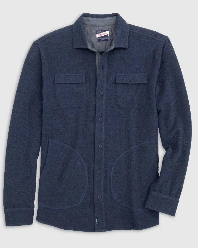 Men's polar insulated jackets-Andre Knit Shacket In Indigo