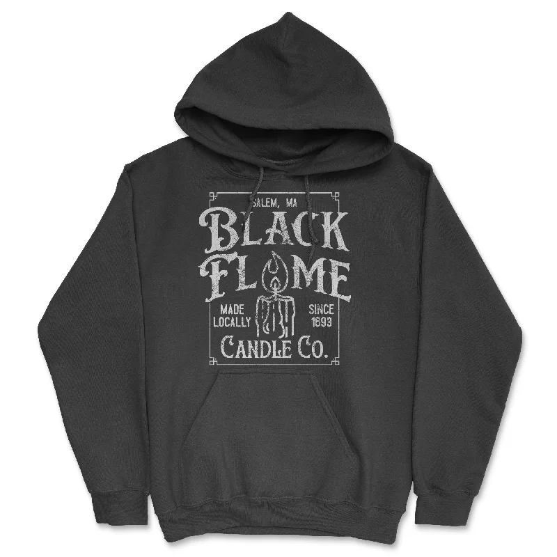 Men's hoodie with thin cuffs-Black Flame Candle Co Hoodie