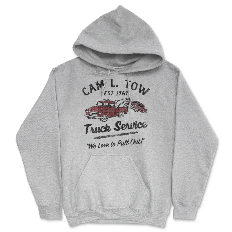 Men's hoodie with coarse texture-Cam L Tow Truck Service Hoodie