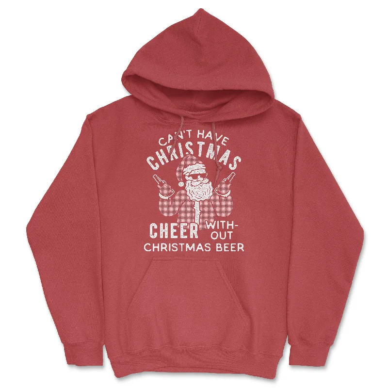 Men's hoodie with bull stripe-Cant Have Christmas Cheer Without Christmas Beer Hoodie