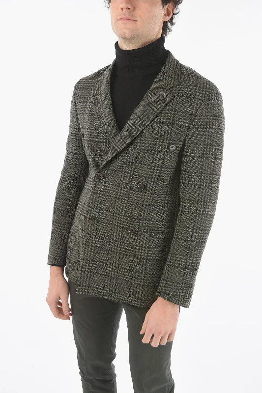 Men's legend status jackets-Corneliani CC COLLECTION District Check Motif RESET Double-breasted Bla