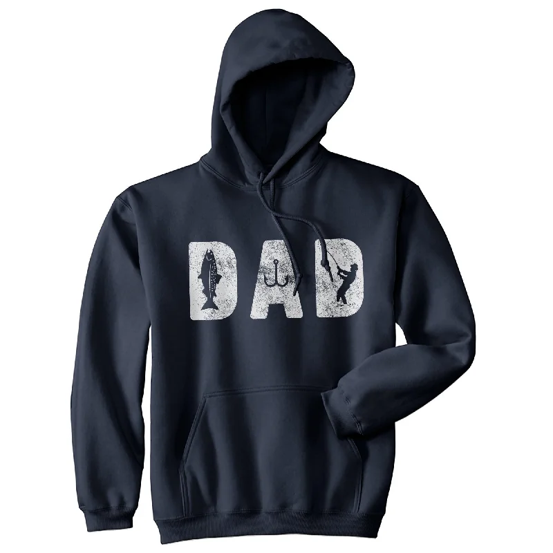 Men's hoodie with rough texture-Dad Fishing Unisex Hoodie Funny Father's Day Fisherman Boating Graphic Novelty Hooded Sweatshirt