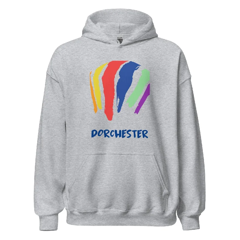 Men's hoodie for toned back-Dorchester Rainbow Swash Hoodie - Boston, MA | Rainbow Gas Tanks Sweatshirt