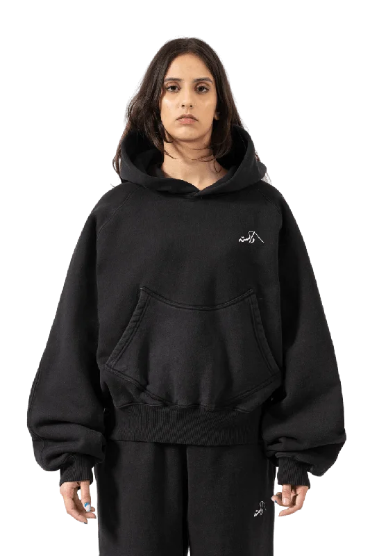 Men's hoodie for frosty walks-BLACK MADE IN PAK HOODIE (v2)