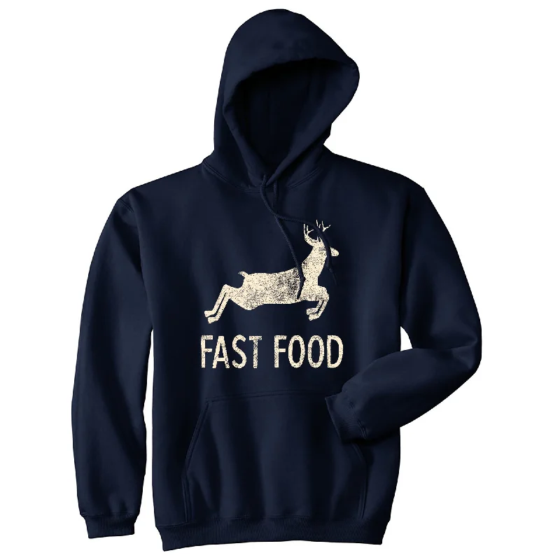 Men's hoodie with chill vibe-Fast Food Hoodie Funny Deer Hunting Sarcasm Gift for Hunter Graphic  Sweatshirt