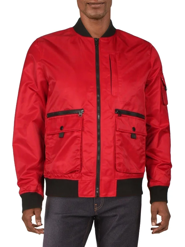 Men's polar insulated jackets-Flight Satin Mens Lightweight Cold Weather Bomber Jacket