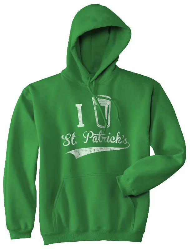 Men's hoodie with subtle print-I Beer St Patricks Hoodie Funny Saint Paddy Day Irish Hooded Sweatshirt