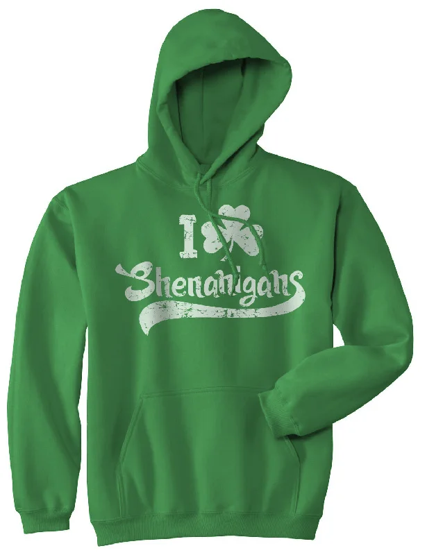 Men's hoodie with plush weave-I Clover Shenanigans Hoodie Funny Irish Clover SweatShirt Novelty Shirt