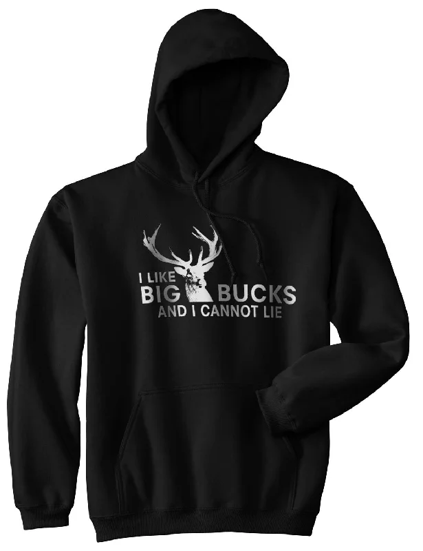 Men's hoodie with flared cuffs-I Like Big Bucks and I Cannot Lie Funny Sweater Deer Hunting Shirt Gift Hunter