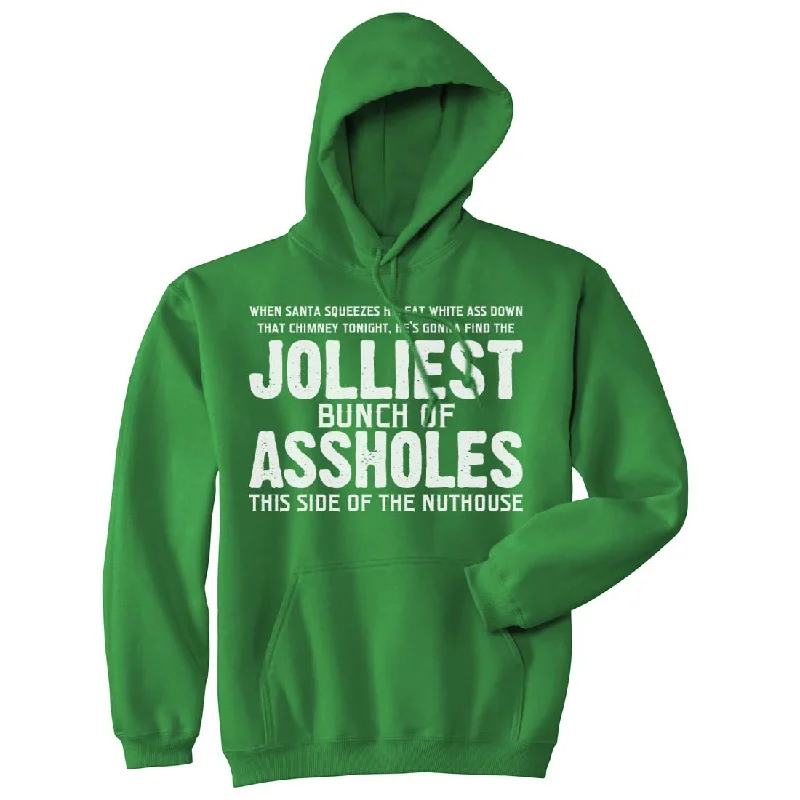 Men's hoodie with plush texture-Jolliest Bunch of A-holes Hoodie Funny Merry Christmas Sarcastic Saying Cool