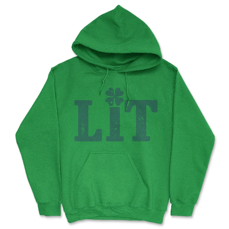 Men's hoodie with neat vibe-Lit Shamrock Hoodie