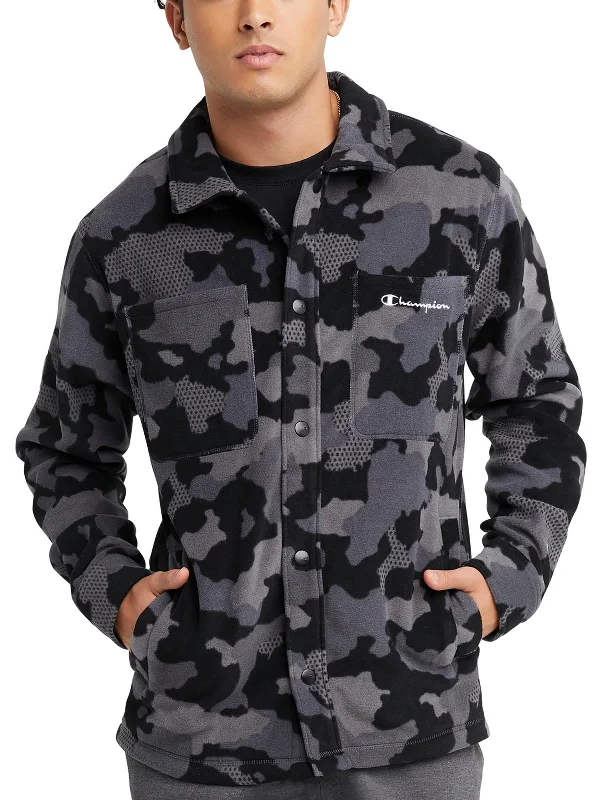 Men's victory celebration jackets-Mens Camouflage Polyester Fleece Jacket