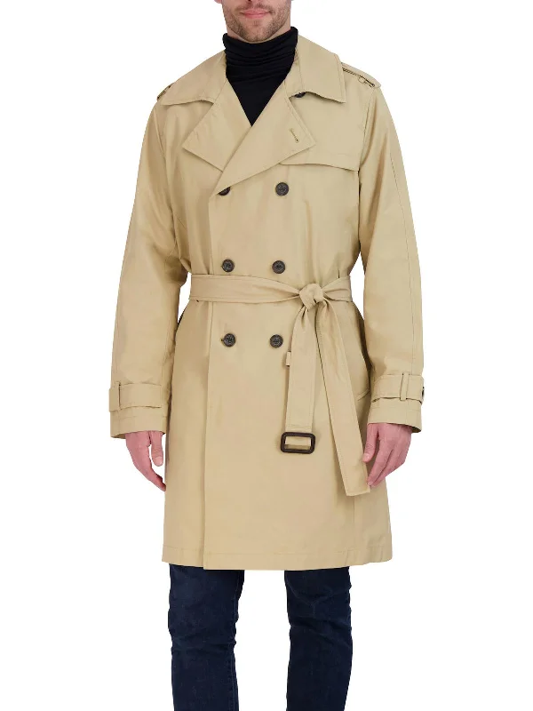 Men's peak climber jackets-Mens Cotton Blend Double Breasted Trench Coat