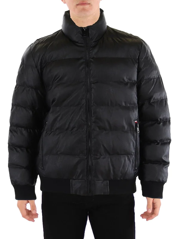 Men's mountaineer warm jackets-Mens Insulated Coated Puffer Jacket