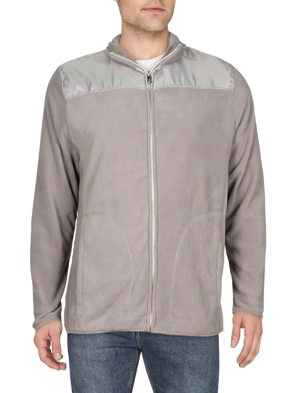 Men's dusk evening jackets-Mens Mock Neck Lightweight Fleece Jacket