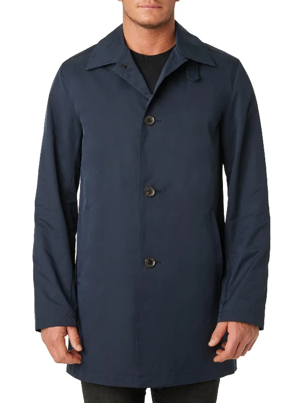 Men's storm tough jackets-Mens Solid Long Sleeve Trench Coat