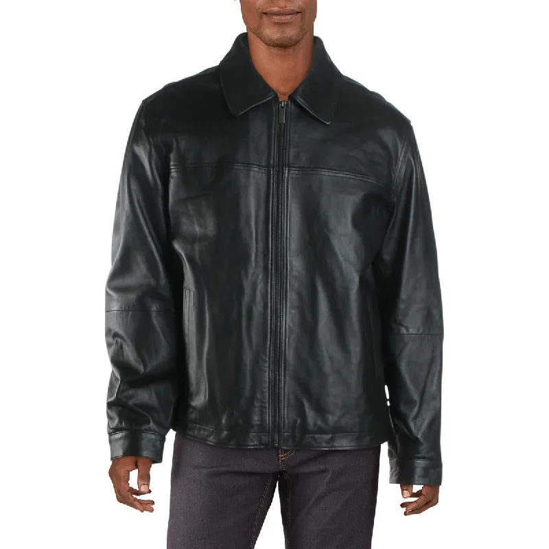 Men's wind gust jackets-Mens Winter Leather Jacket