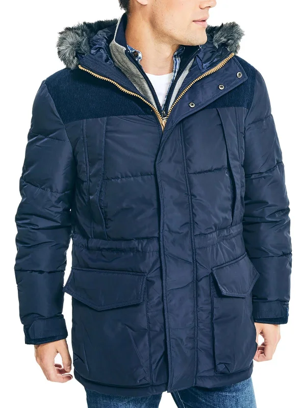 Men's tennis club jackets-Mens Winter Lightweight Parka Coat