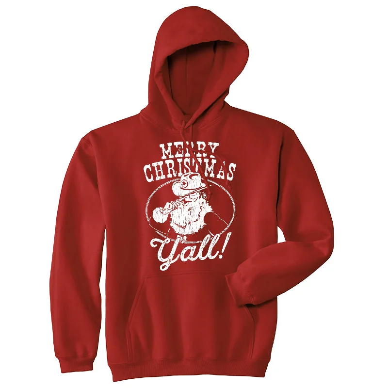 Men's hoodie for slim chest-Merry Christmas Yall Hoodie