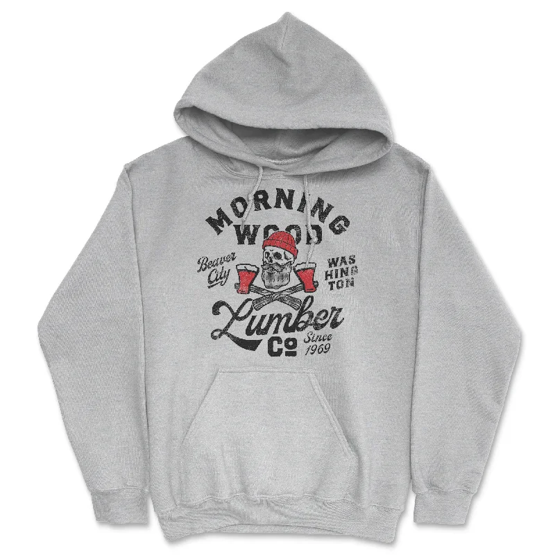 Men's hoodie for chill walks-Morning Wood Lumber Company Hoodie