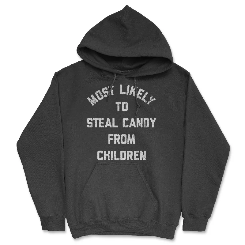 Men's hoodie with deep hem-Most Likely To Steal Candy From Children Hoodie