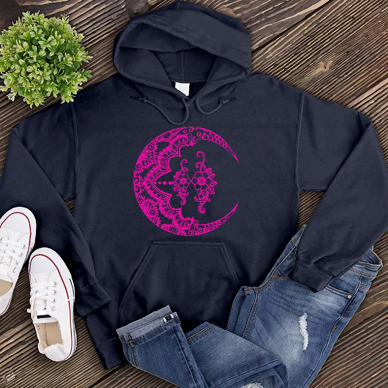 Men's hoodie for frosty trails-Neon Floral Crescent Hoodie