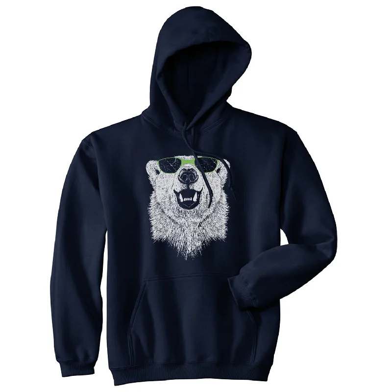 Men's hoodie with short hem-Polar Bear In Sunglasses Graphic Funny Cool Unisex Pull Over Hoodie