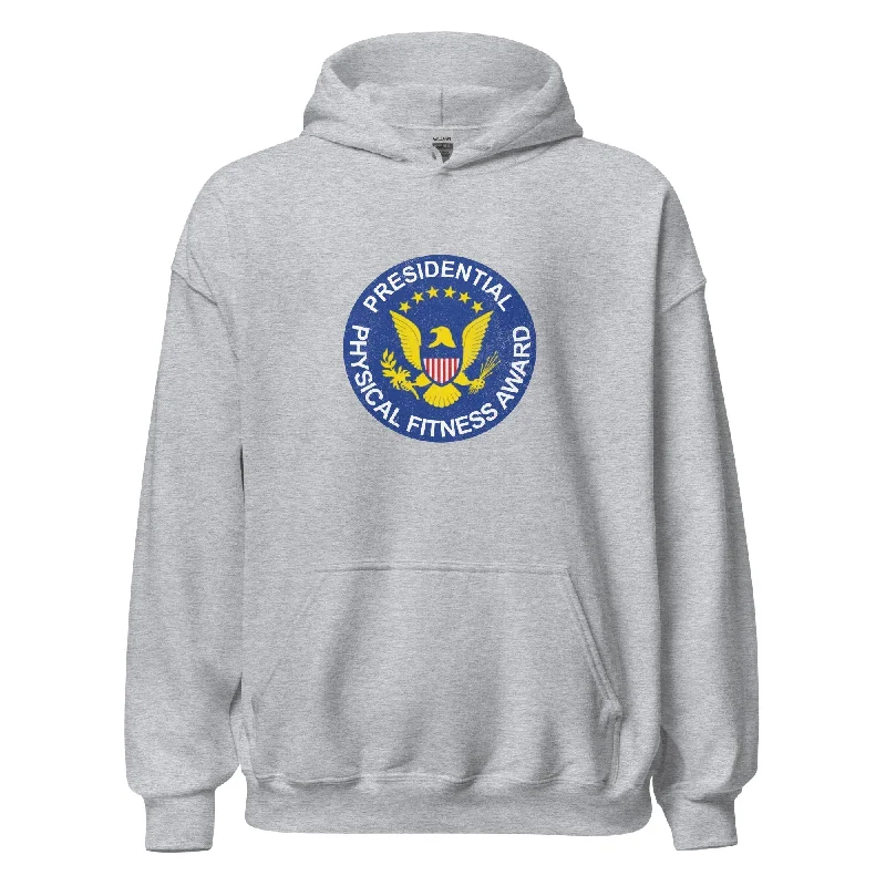 Men's hoodie for breezy vibes-Presidential Physical Fitness Award Patch Retro Hoodie