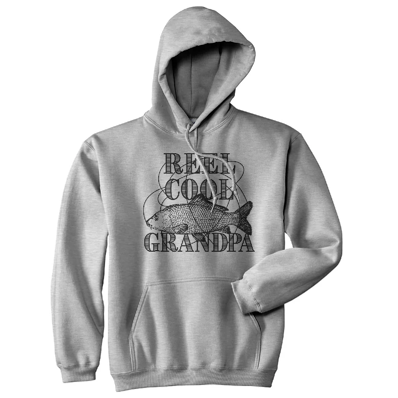 Men's hoodie for rainy vibes-Reel Cool Grandpa Hoodie Funny Fishing Grandfather Graphic Novelty Sweatshirt