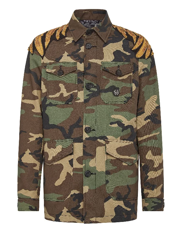 Men's road trip jackets-Safari cotton Jacket camo Golden Eagle