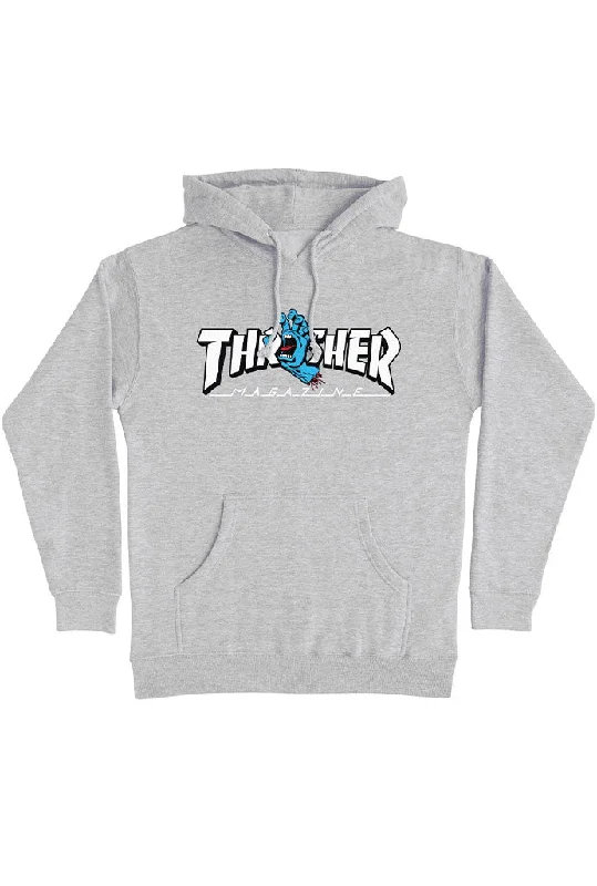 Men's hoodie with falcon stripe-Santa Cruz X Thrasher Screaming Logo Pullover Hoodie