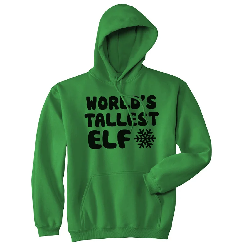 Men's hoodie for slow hikes-Worlds Tallest Elf Funny Christmas Vacation Hoodie Hilarious Cool Joke Sweater