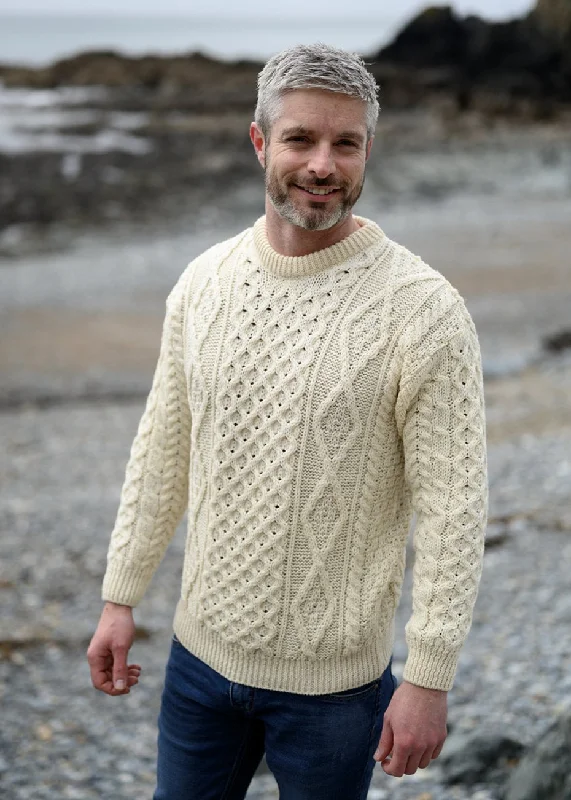 Unisex Aran Wool Sweater | Natural