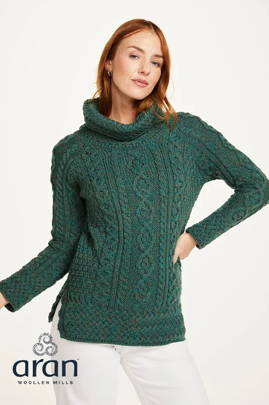 Ladies Aran Cowl Neck Sweater