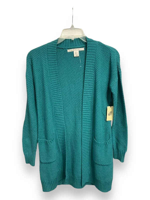 Men's short-sleeve bright deep flowing distressed tee-Cardigan By Max Studio In Teal, Size: Xs