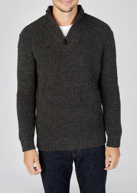 IrelandsEye Ribbed Zip Neck Sweater | Graphite