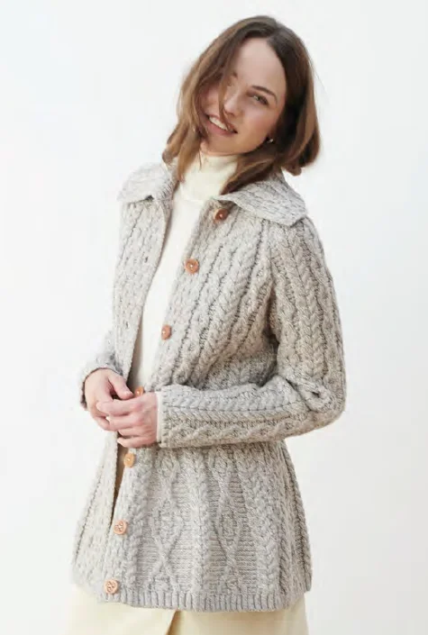 Flared Cardigan with Diamond Stitch Pattern