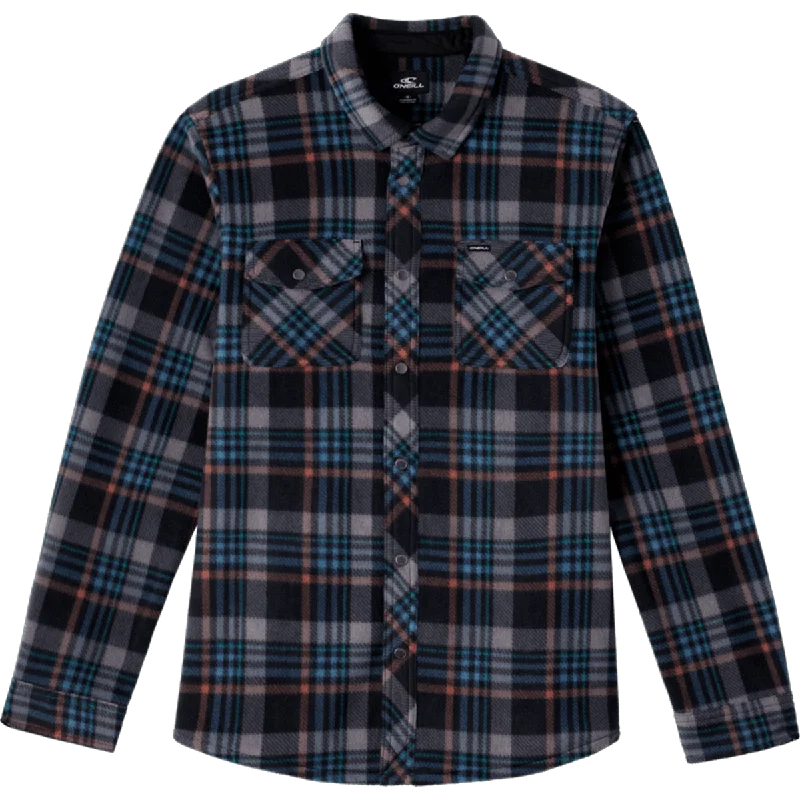 Men's short-sleeve subtle graphic neon shirt-Men's Glacier Plaid Superfleece