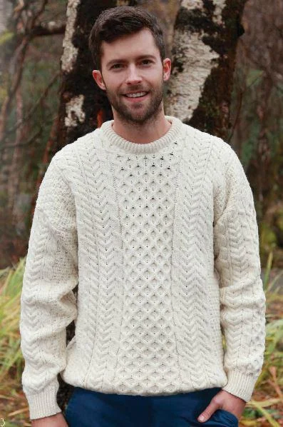 Mens Aran Sweater - White