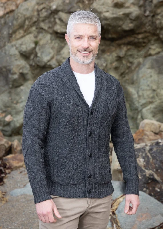 Men's Shawl Button Cardigan | Charcoal