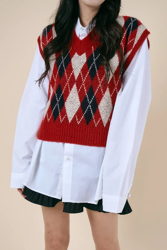 [STORETS X COSONNE] Argyle Knitted Vest